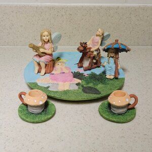 Vintage 90s Miniature Resin Tea Set - Youngs Inc - Fairy 1996 Fairycore